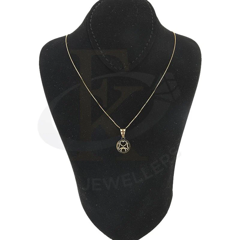 Gold Necklace (Chain with Round Shaped Heart Pendant) 18KT - FKJNKL18K2298 - Image 4