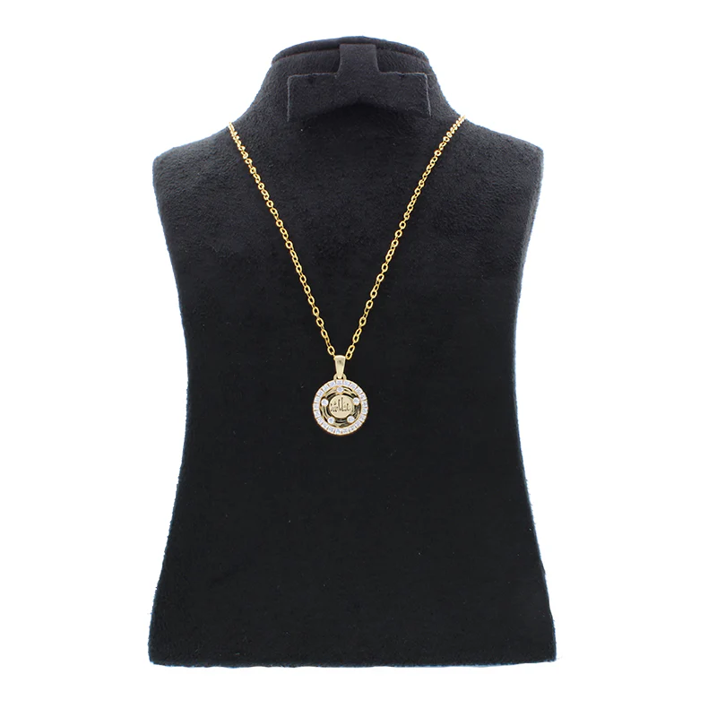 Gold Necklace (Chain with Round Shaped Mashallah Pendant) 18KT - FKJNKL18KU1072 - Image 3