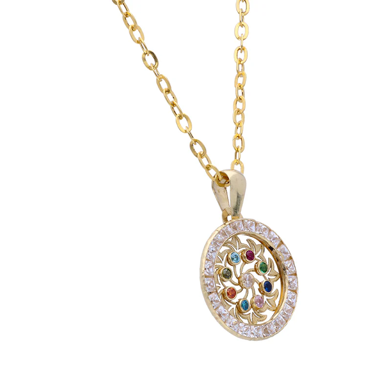 Gold Necklace (Chain with Round Shaped Pendant) 18KT - FKJNKL18KU1074 - Image 2