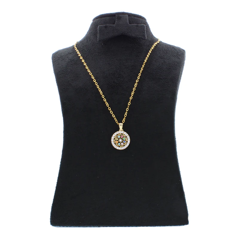 Gold Necklace (Chain with Round Shaped Pendant) 18KT - FKJNKL18KU1074 - Image 3