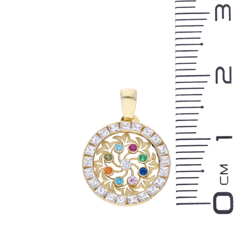 Gold Necklace (Chain with Round Shaped Pendant) 18KT - FKJNKL18KU1074 - Image 4