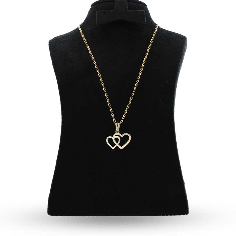 Gold Necklace (Chain with Twin Hearts Pendant) 18KT - FKJNKL18KU1039 - Image 3