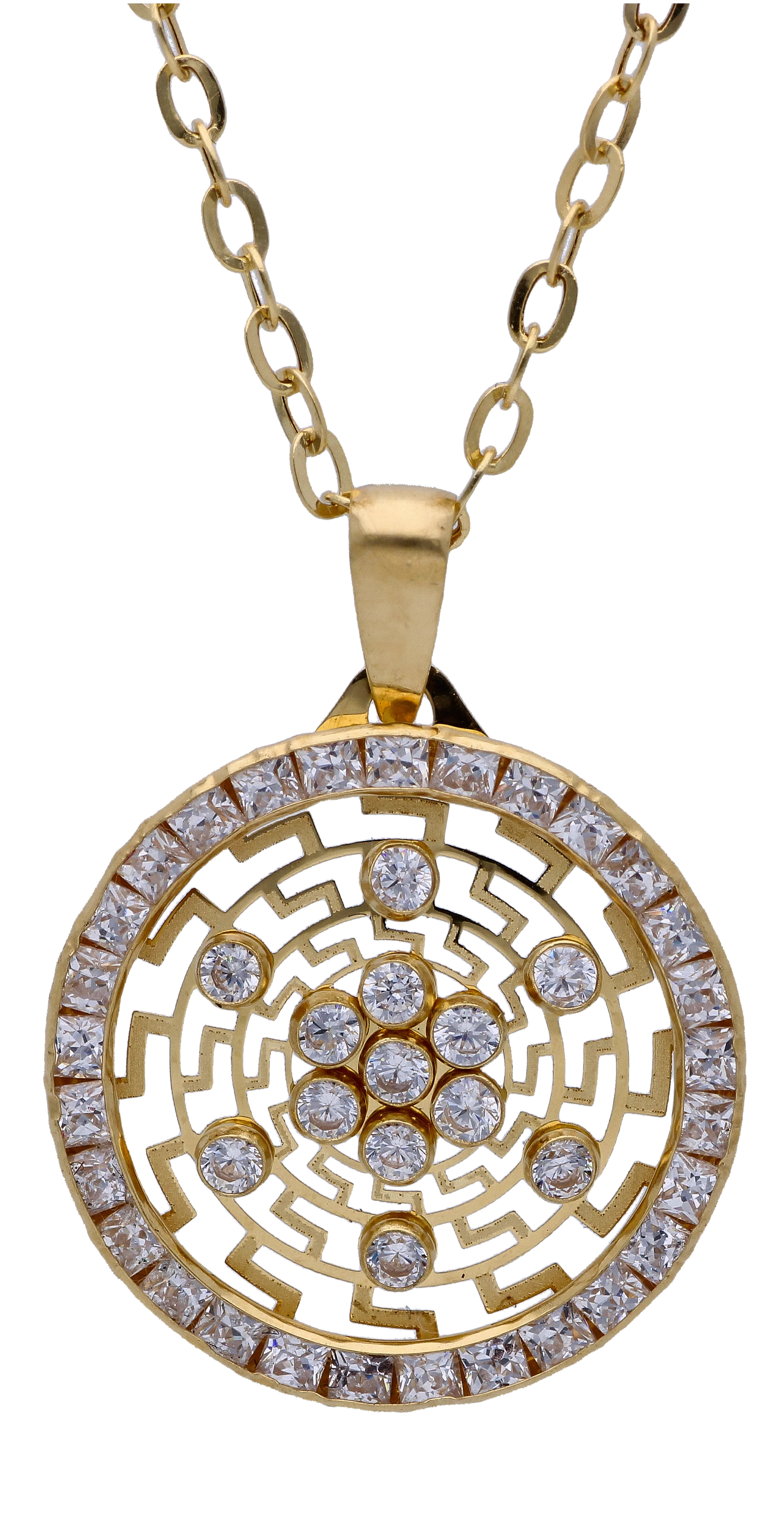 Gold Necklace (Chain with Zircon Pendant) 18KT - FKJNKL18KU6283