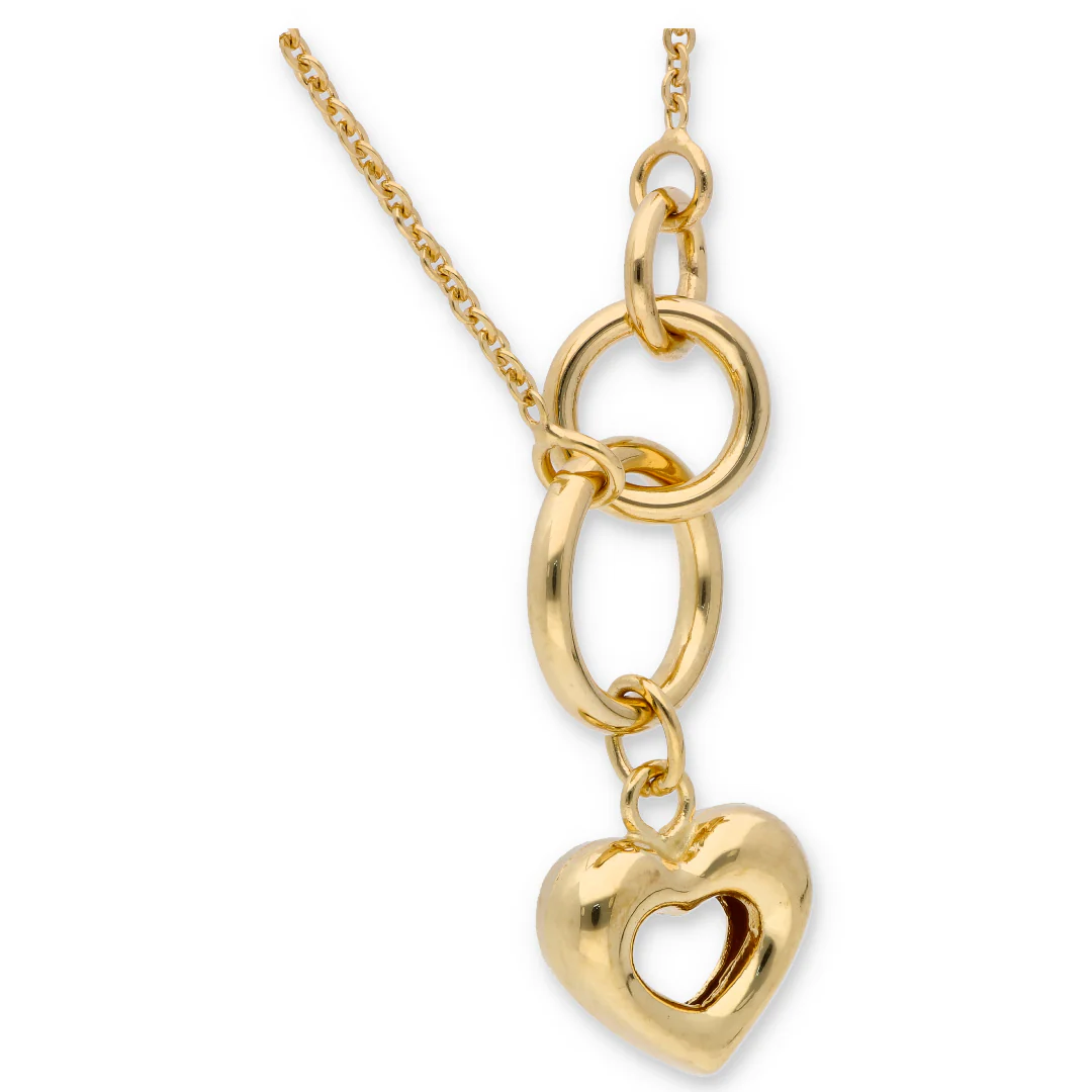 Gold Necklace (Triple Ring With Heart Pendant) 18KT - FKJNKL18KU6327 - Image 2
