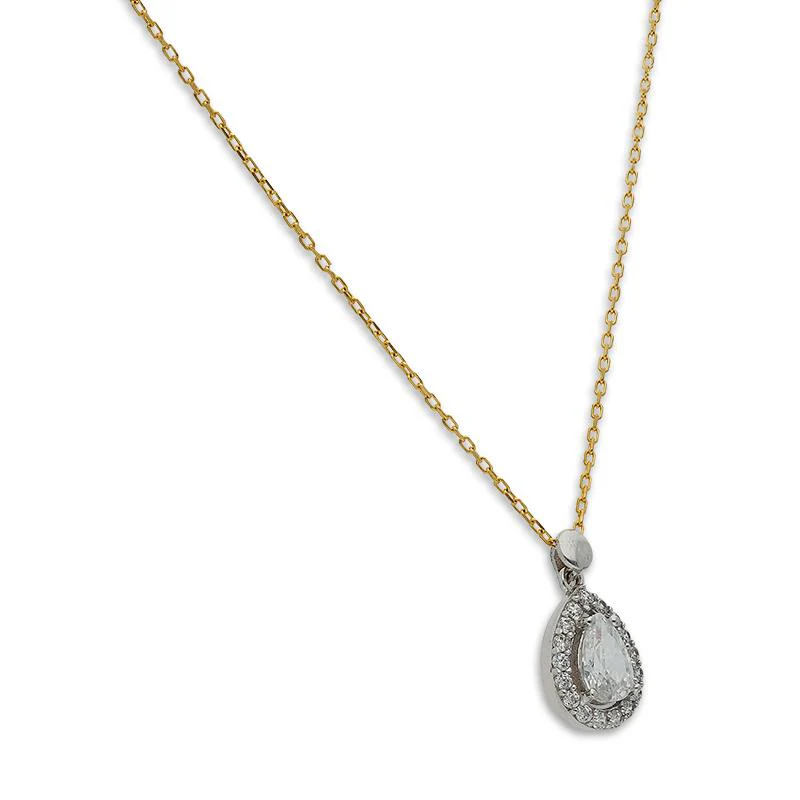 Gold Pear Shaped Solitaire Necklace 21KT - FKJNKL21K2387 - Image 2