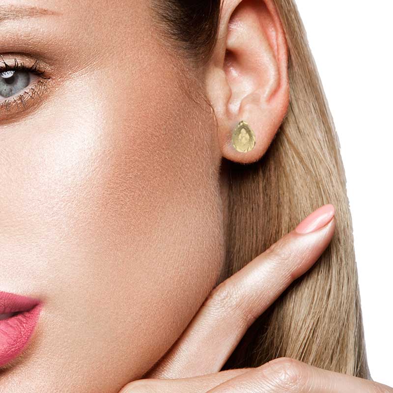 Gold Pear Shaped Stud Earrings 18KT - FKJERN18KU3055 - Image 2