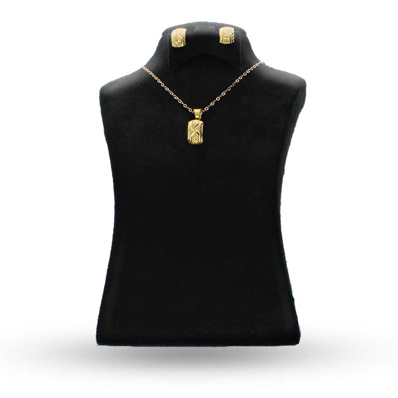 Gold Pendant Set (Necklace and Earrings) 18KT - FKJNKLST18KU2013 - Image 6
