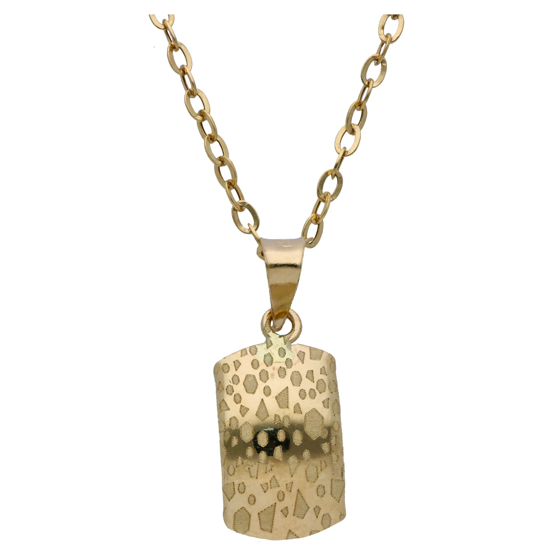 Gold Rectangle Shaped Pendant Set 18KT - FKJNKLST18KU6494 - Image 2