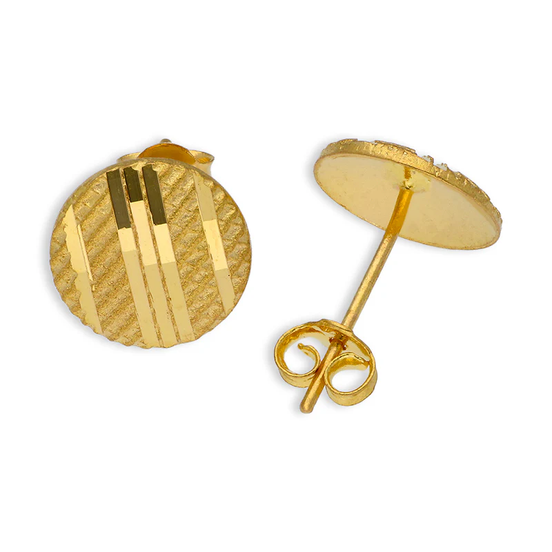 Gold Round Shaped Pendant Set (Necklace and Earrings) 21KT - FKJNKLST21KU6070 - Image 4