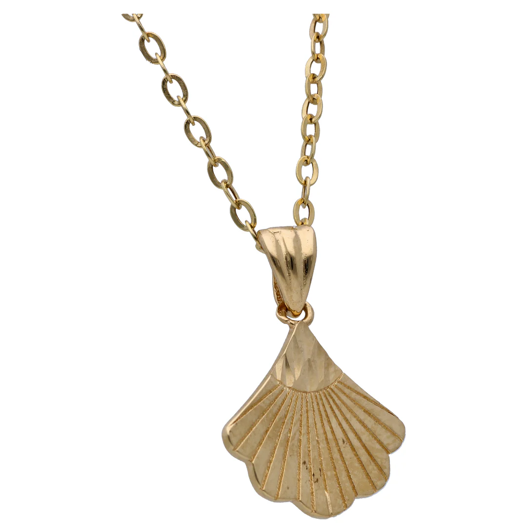 Gold Sea Shell Shaped Pendant Set 18KT - FKJNKLST18KU6521 - Image 3