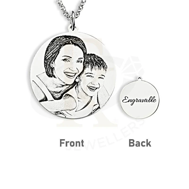 Gold & Silver Engraved Round Shaped Photo Necklace - FKJNKLU2604