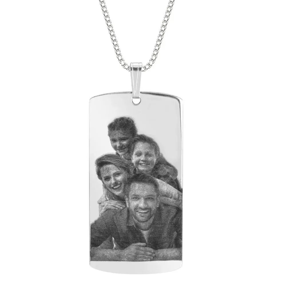 Gold & Silver Personalized Dog Tag Picture Necklace - FKJNKLU6197 - Image 2