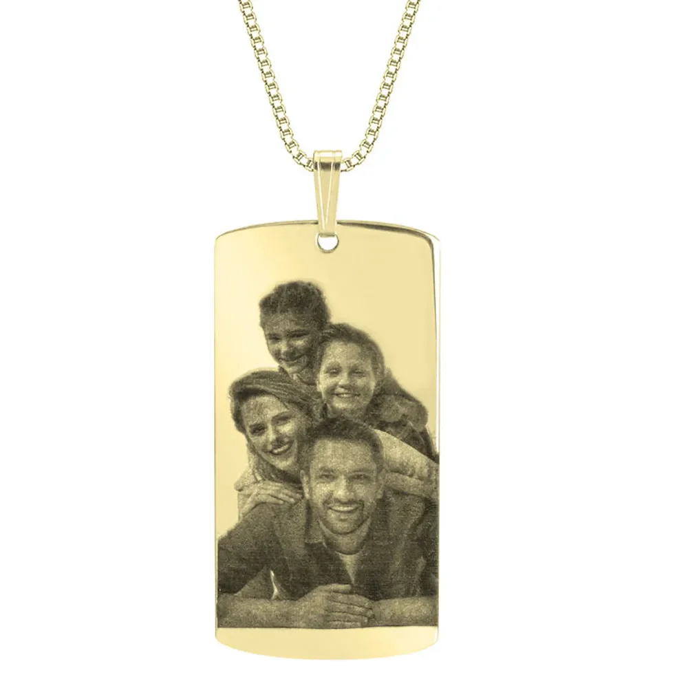 Gold & Silver Personalized Dog Tag Picture Necklace - FKJNKLU6197 - Image 3