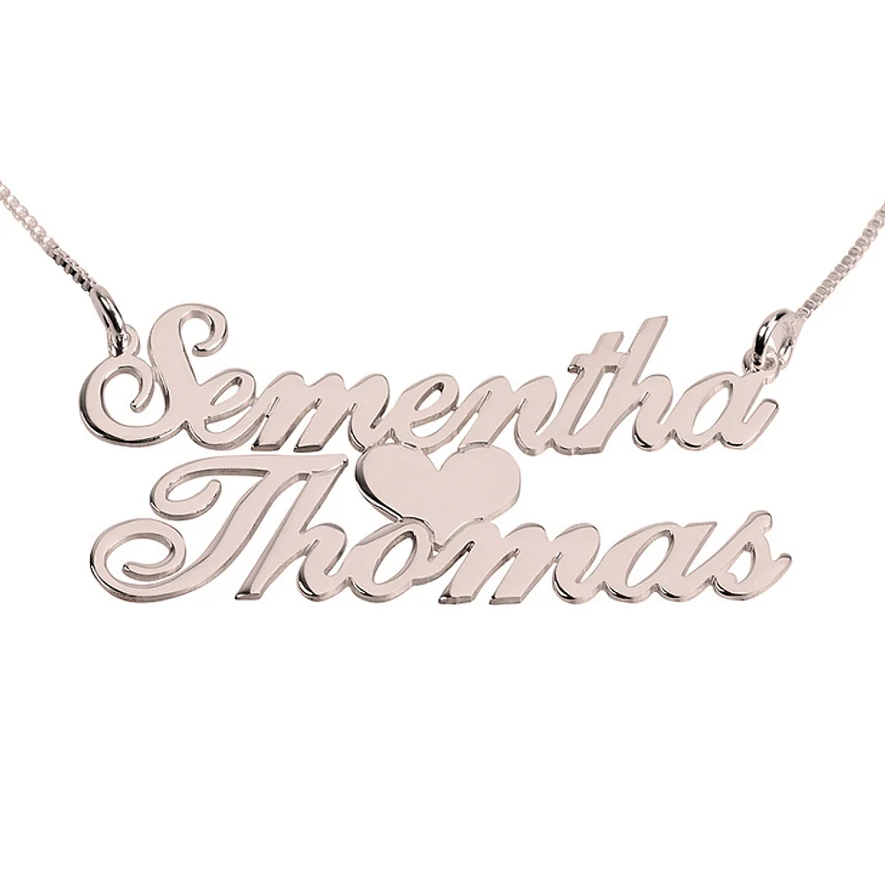 Gold & Silver Personalized Double Name with Heart Necklace - FKJNKLU6172 - Image 4
