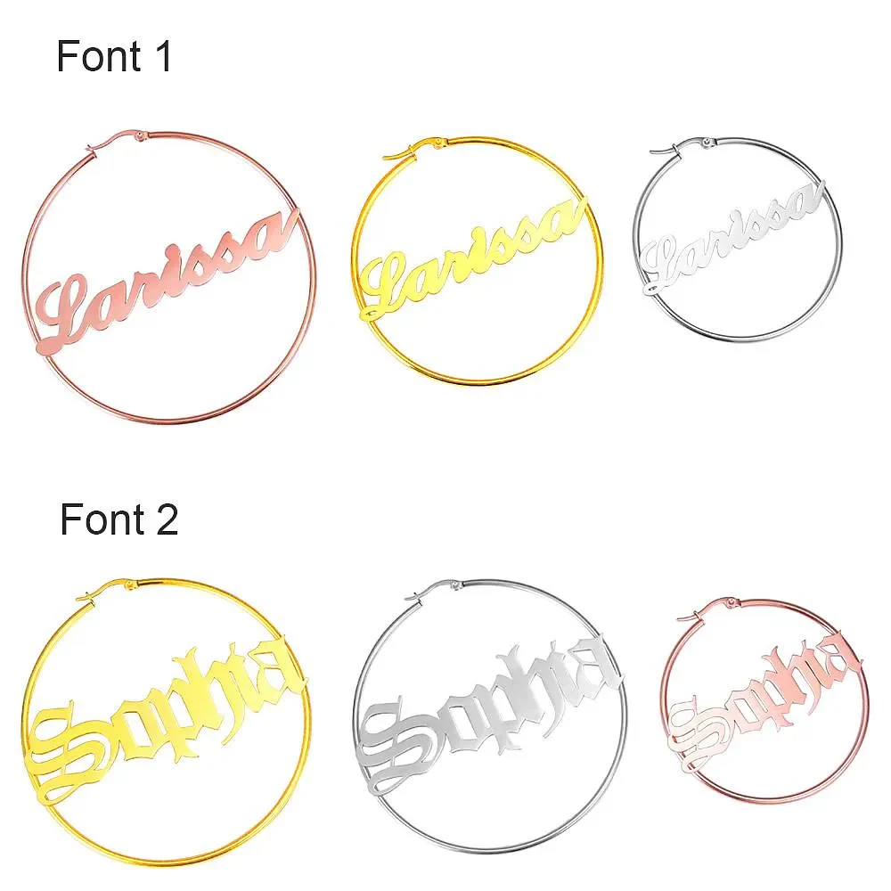 Gold & Silver Personalized Hoop Name Earring - FKJERNU6255 - Image 6