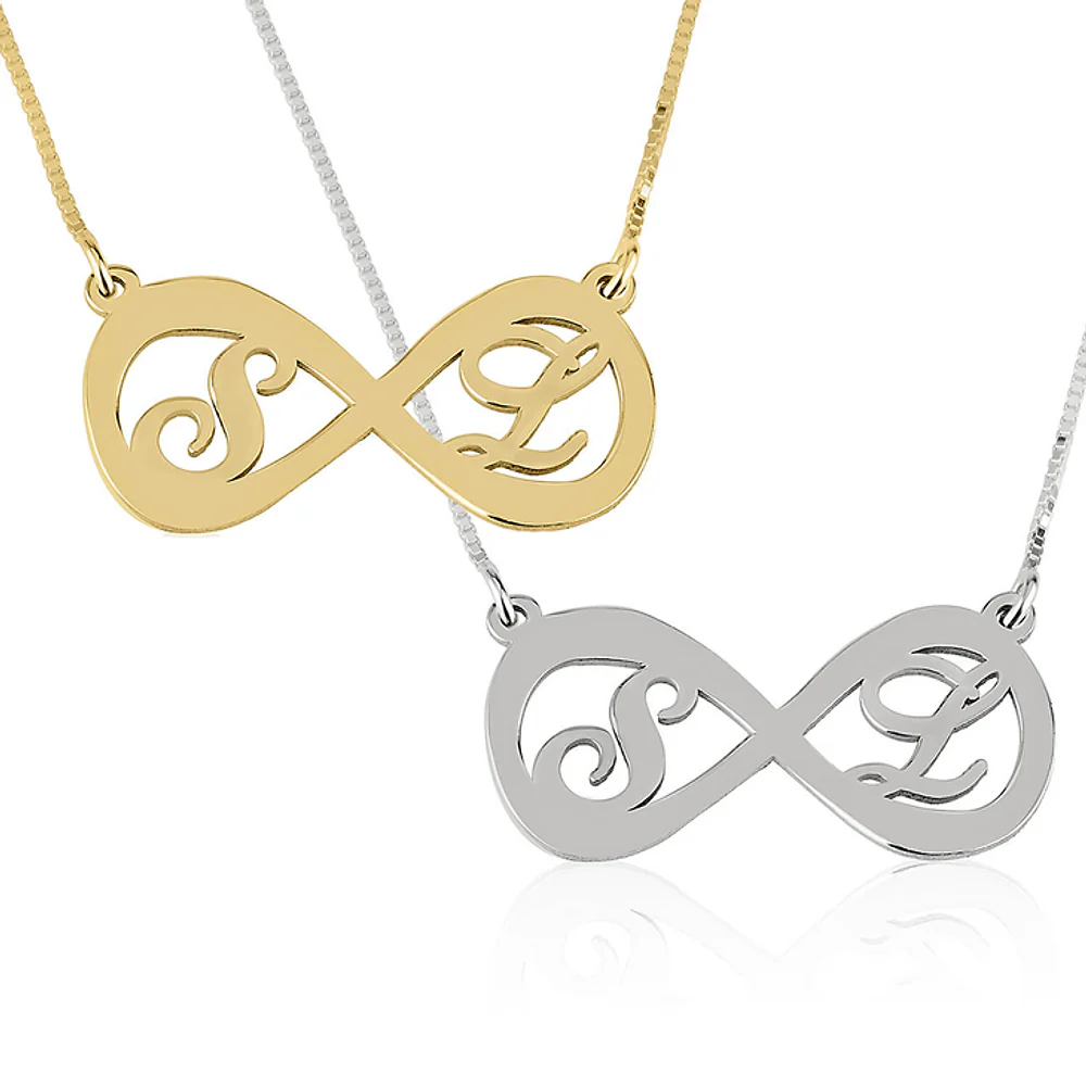 Gold & Silver Personalized Infinity Necklace with Two Letters - FKJNKLU6188 - Image 4