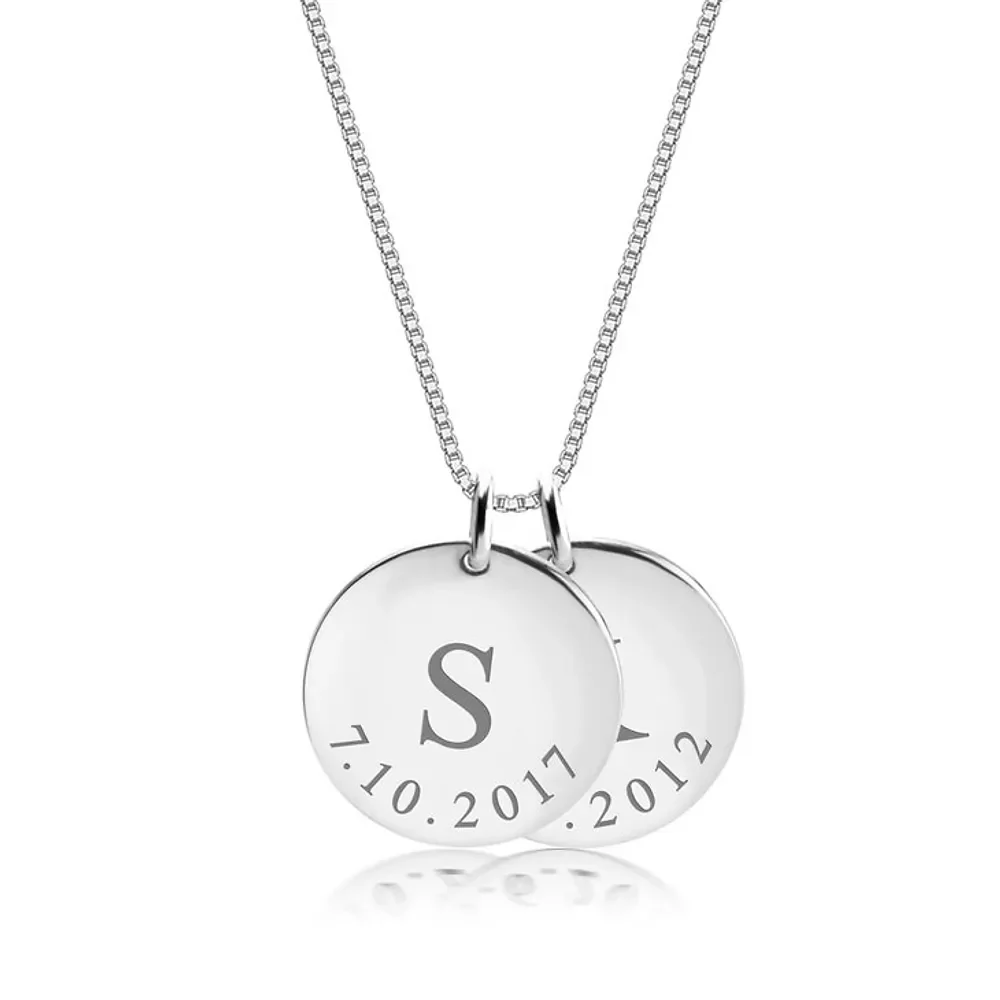 Gold & Silver Personalized Initial & Date Necklace - FKJNKLU6187 - Image 5