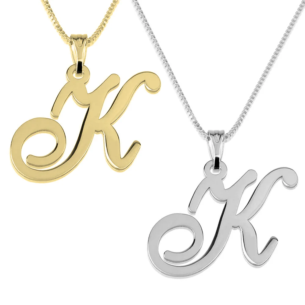 Gold & Silver Personalized Initial Pendant Necklace - FKJNKLU6189 - Image 5