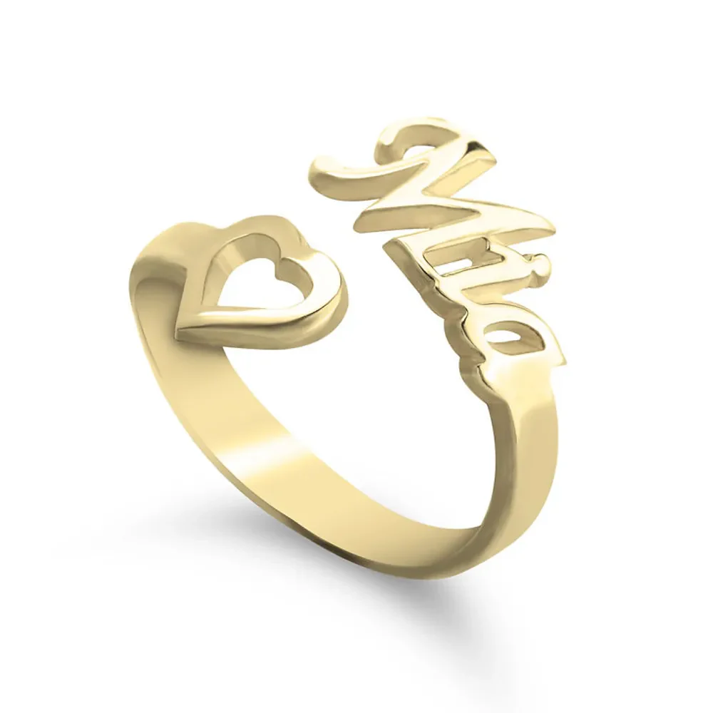 Gold & Silver Personalized Name Ring With Heart - FKJRNU6234 - Image 4