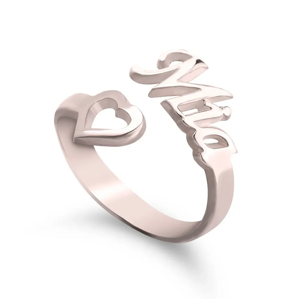 Gold & Silver Personalized Name Ring With Heart - FKJRNU6234 - Image 5