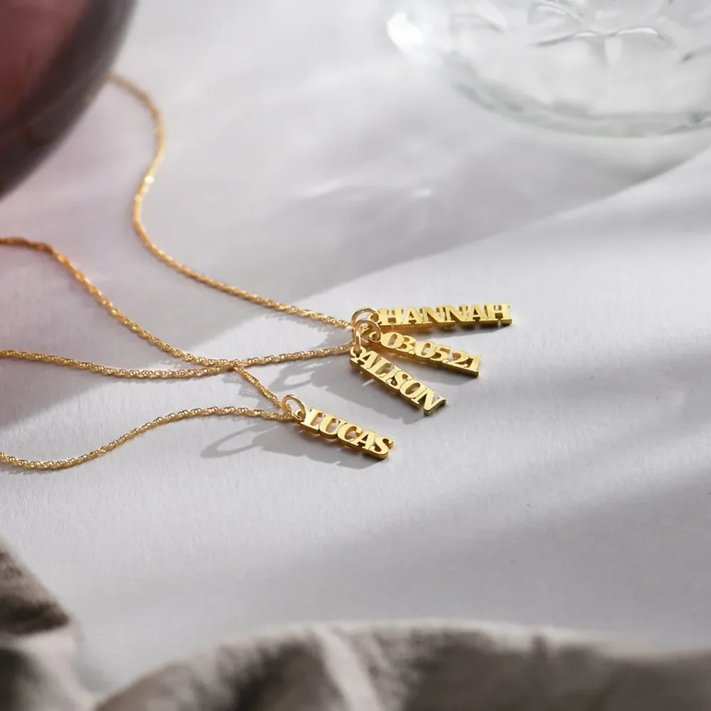 Gold & Silver Personalized Vertical Name Necklace - FKJNKLU6180 - Image 3