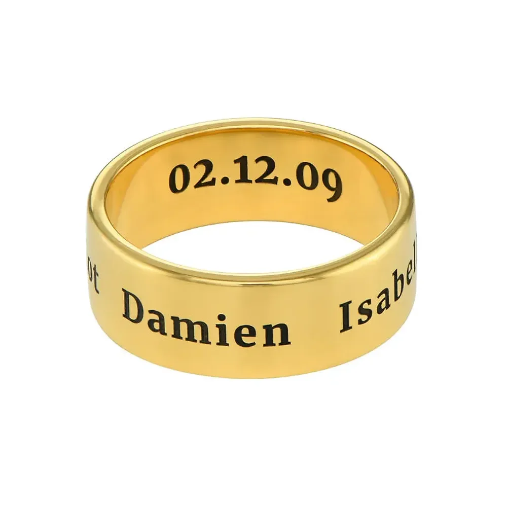 Gold & Silver Personalized Wide Engraved Band Ring - FKJRNU6228 - Image 8