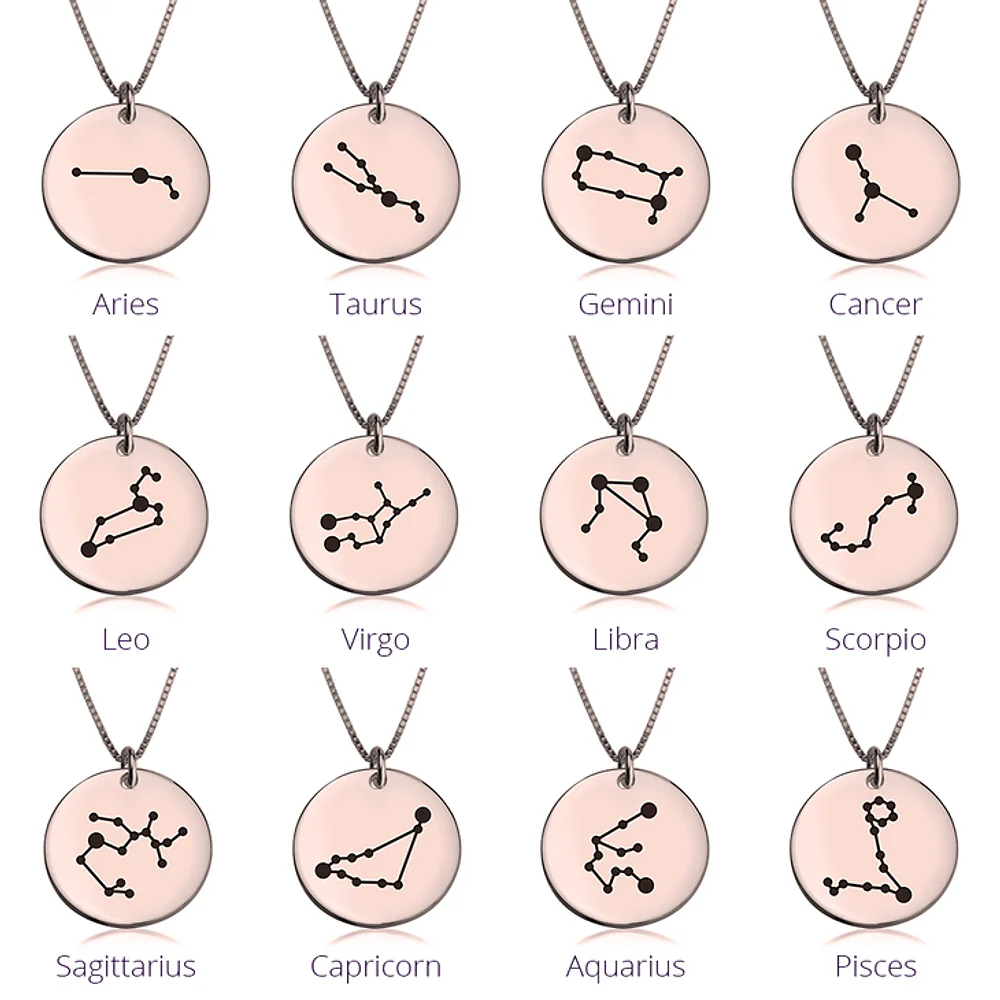 Gold & Silver Personalized Zodiac Constellation Necklace - FKJNKLU6204 - Image 5