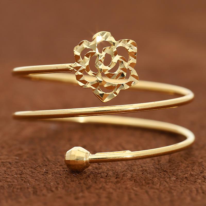 Gold Spiral Ring with Flower 18KT - FKJRN18K2891 - Image 6