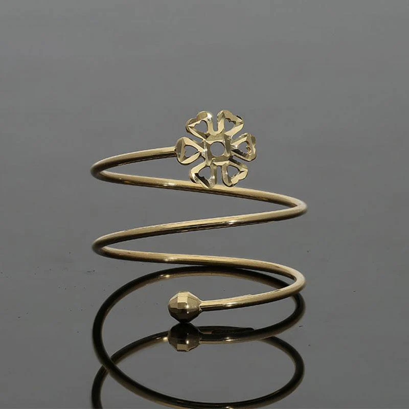 Gold Spiral Ring with Flower in 18KT - FKJRN18K2173 - Image 4