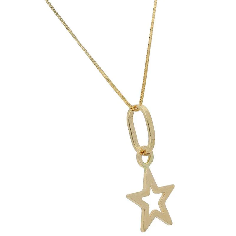 Gold Star Shaped Pendant Set (Necklace and Earrings) 18KT - FKJNKLST18K2093 - Image 3