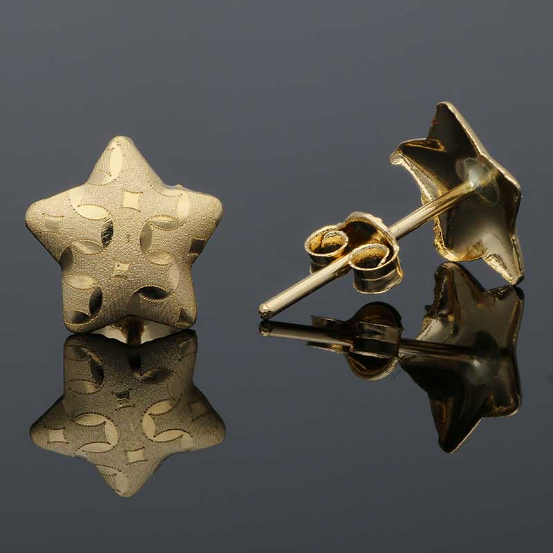 Gold Star Shaped Stud Earrings 18KT - FKJERN18KU3028 - Image 3