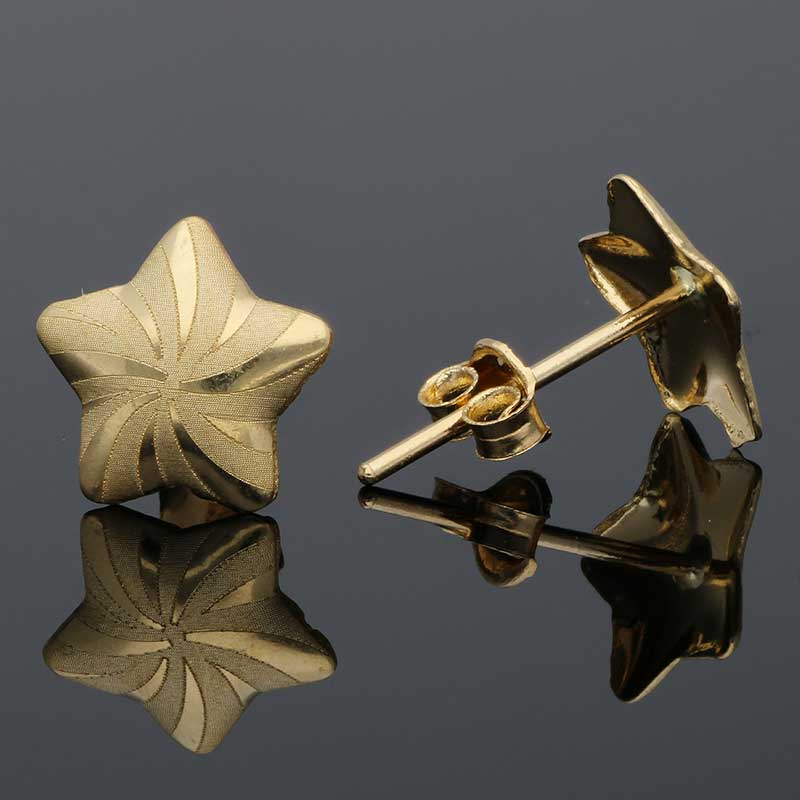 Gold Star Shaped Stud Earrings 18KT - FKJERN18KU3031 - Image 3