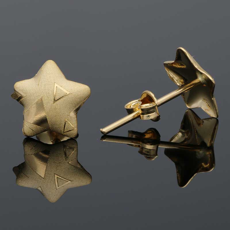 Gold Star Shaped Stud Earrings 18KT - FKJERN18KU3033 - Image 3
