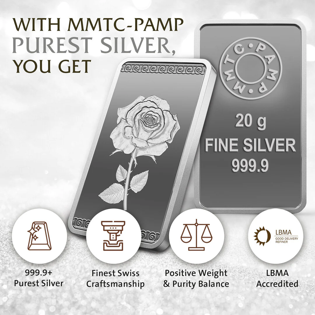 MMTC Pamp Rose 20 Grams Silver Bar in 999.9 Silver - FKJGBRSL2214 - Image 5