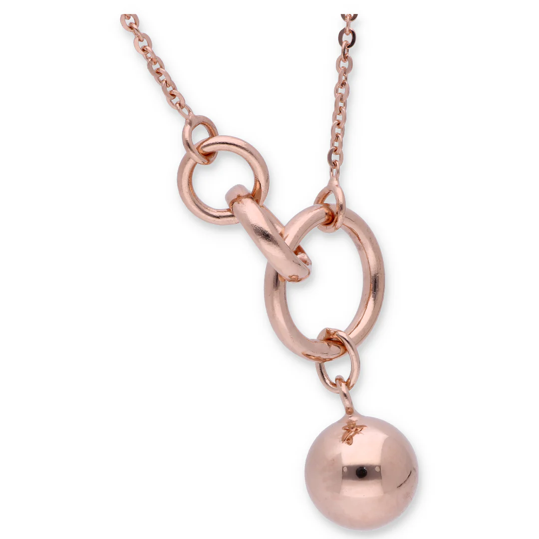 Rose Gold Necklace (Triple Ring With Sphere Pendant) 18KT - FKJNKL18KU6332 - Image 2
