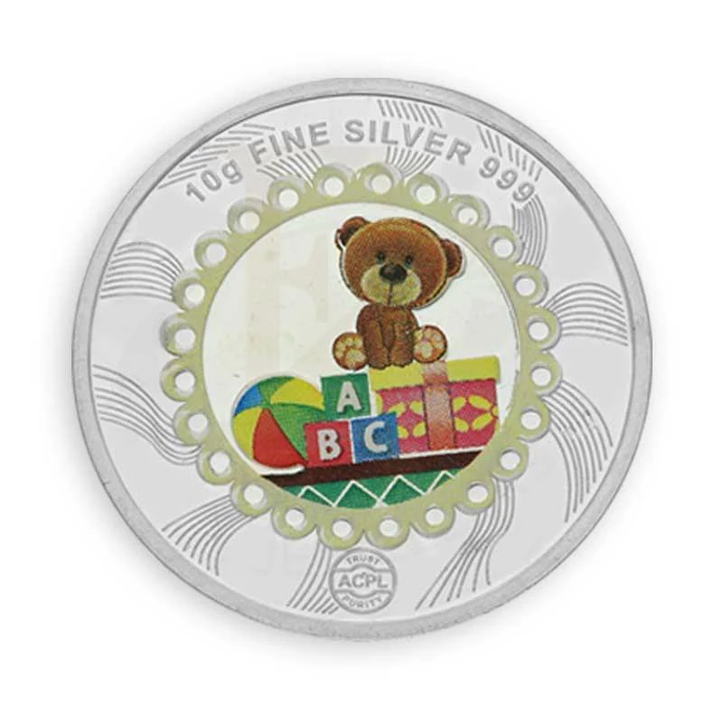 Silver 10 Grams Baby and Teddy Bear Coin in Fine 999 Silver - FKJCONSL3104 - Image 2