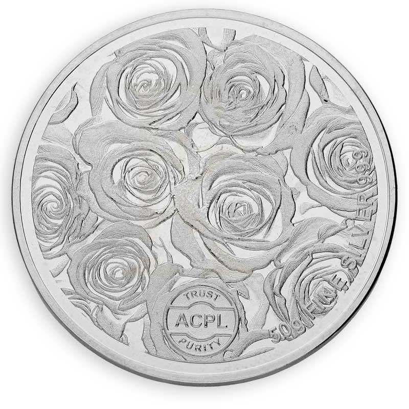 Silver 50 Grams Rose Coin in Fine 999 Silver - FKJCONSL3115 - Image 3