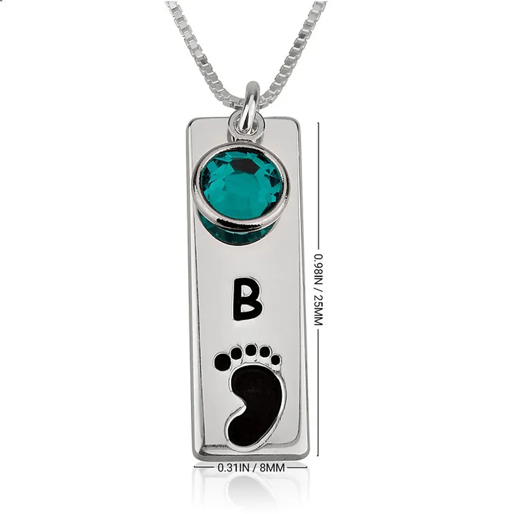 Gold & Silver Personalized Vertical Bar Footprint Necklace - FKJNKLU6217 - Image 5