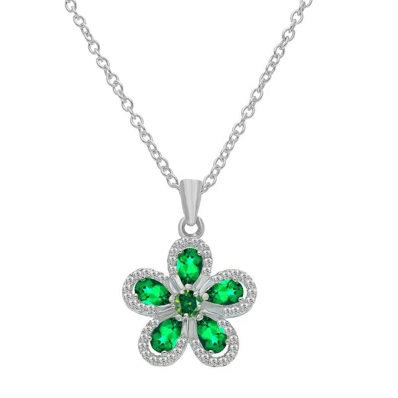 Sterling Silver 925 Flowers Pendant Set (Necklace, Earrings and Ring) - FKJNKLST2074 - Image 2