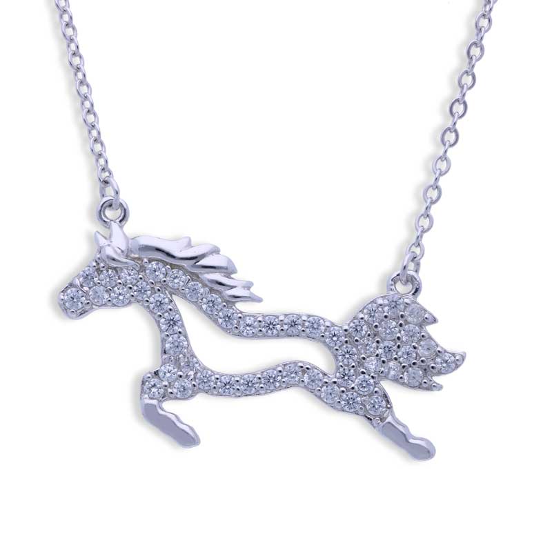 Sterling Silver 925 Horse Necklace - FKJNKLSLU1112