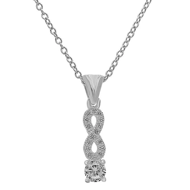 Sterling Silver 925 Infinity Solitaire Pendant Set (Necklace, Earrings and Ring) - FKJNKLST2029 - Image 2