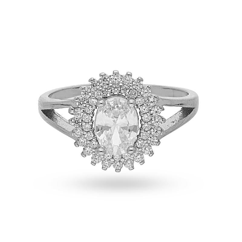 Sterling Silver 925 Oval Shaped Solitaire Ring - FKJRNSL2456