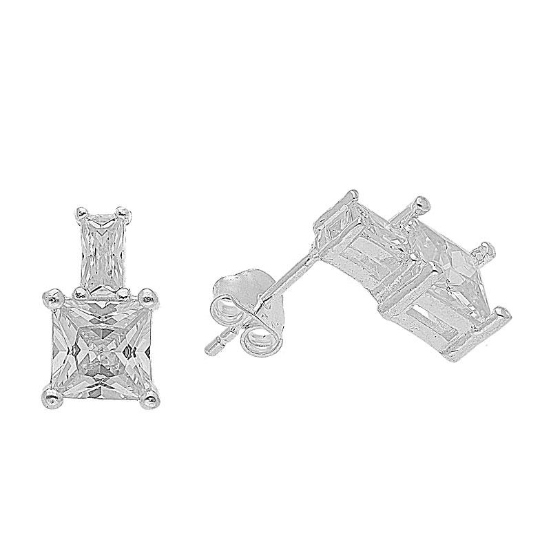 Sterling Silver 925 Princess Cut Shape Pendant Set (Necklace, Earrings and Ring) - FKJNKLST2002 - Image 4