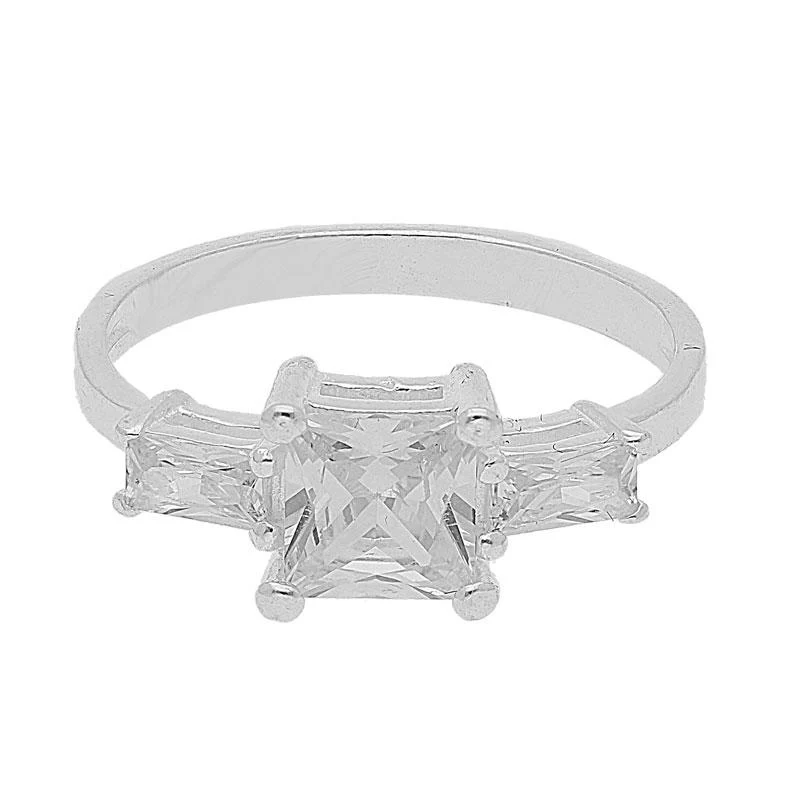 Sterling Silver 925 Princess Cut Shape Pendant Set (Necklace, Earrings and Ring) - FKJNKLST2002 - Image 5