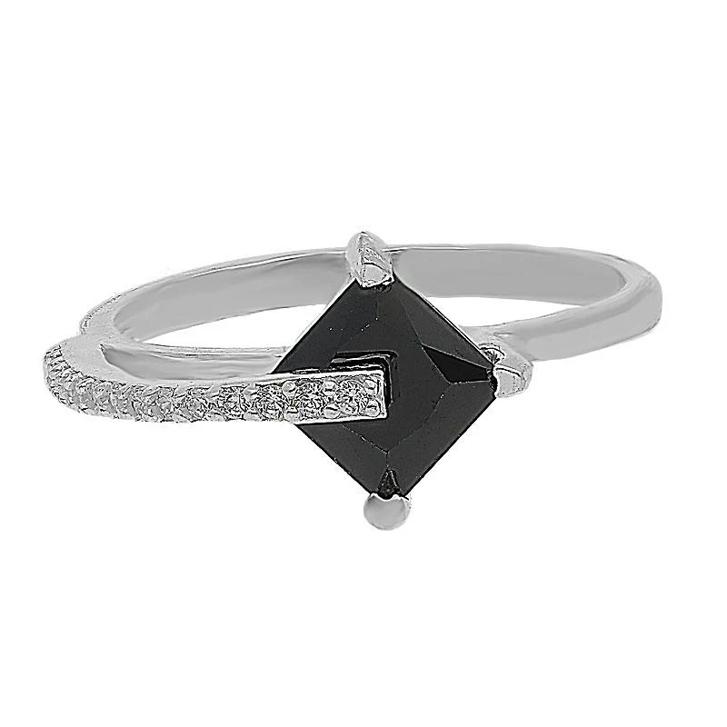 Sterling Silver 925 Princess Cut Shaped Pendant Set (Necklace, Earrings and Ring) - FKJNKLST2035 - Image 5