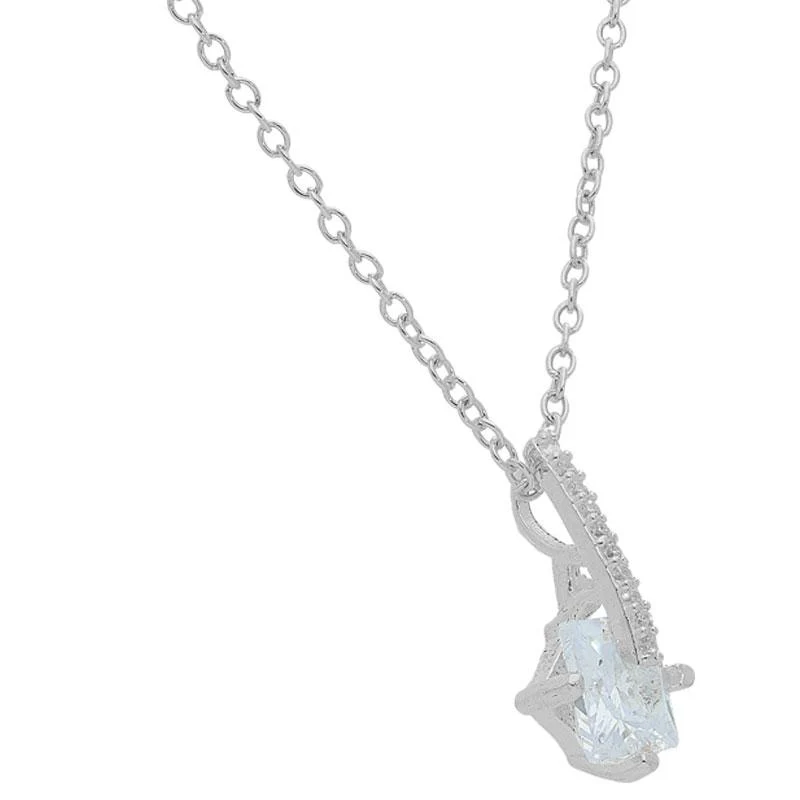 Sterling Silver 925 Princess Cut Solitaire Pendant Set (Necklace, Earrings and Ring) - FKJNKLST2020 - Image 3