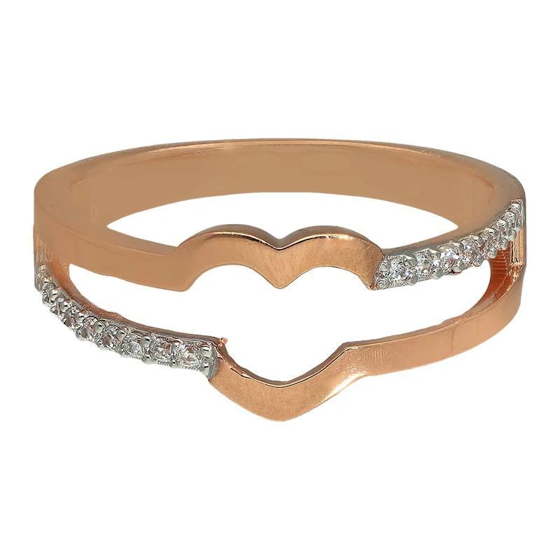 Sterling Silver 925 Rose Gold Plated Heart Shaped Ring - FKJRNSL2971