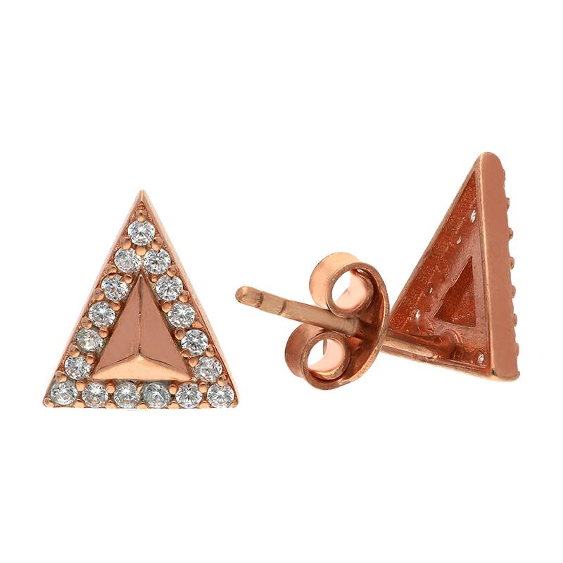 Sterling Silver 925 Rose Gold Plated Stud Earrings - FKJERNSL2502