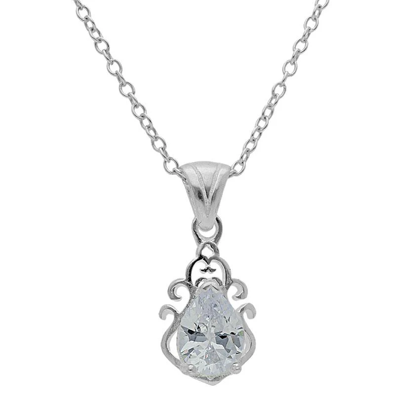 Sterling Silver 925 Solitaire Pendant Set (Necklace, Earrings and Ring) - FKJNKLST2031 - Image 2