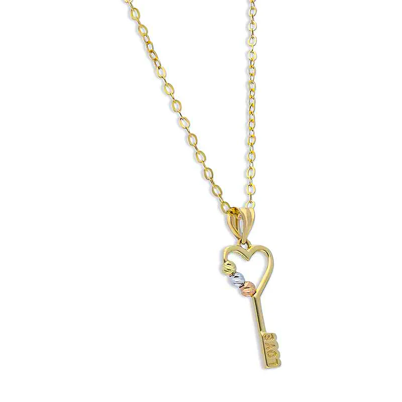 Tri Tone Gold Necklace (Chain with Key Pendant) 18KT - FKJNKL18KU1137 - Image 2